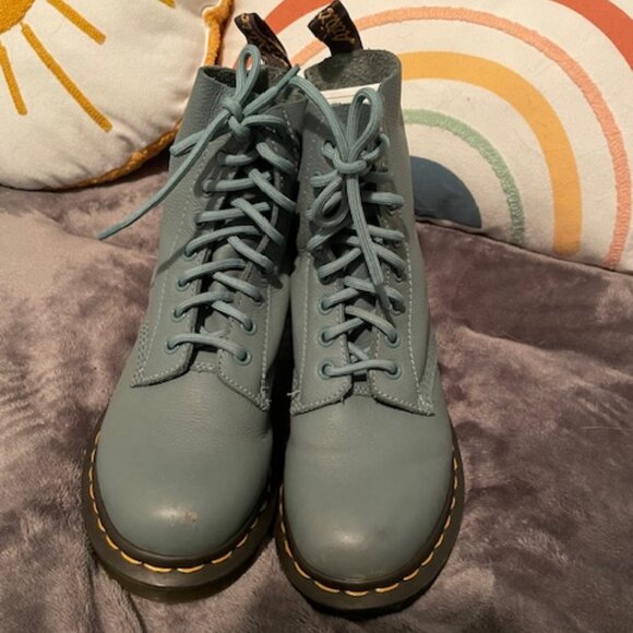 FINAL Dr Martens 1460 Pascal Blue Leather Soft Rare $170 Size 37 6 US Womens - Picture 3 of 11